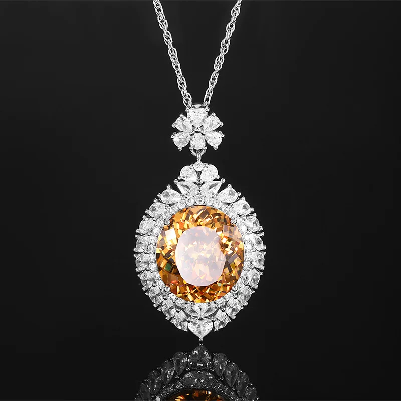 New Gold-Plated Bird's Nest Egg-Shaped Light Luxury Large Pendant Main Stone 18*20