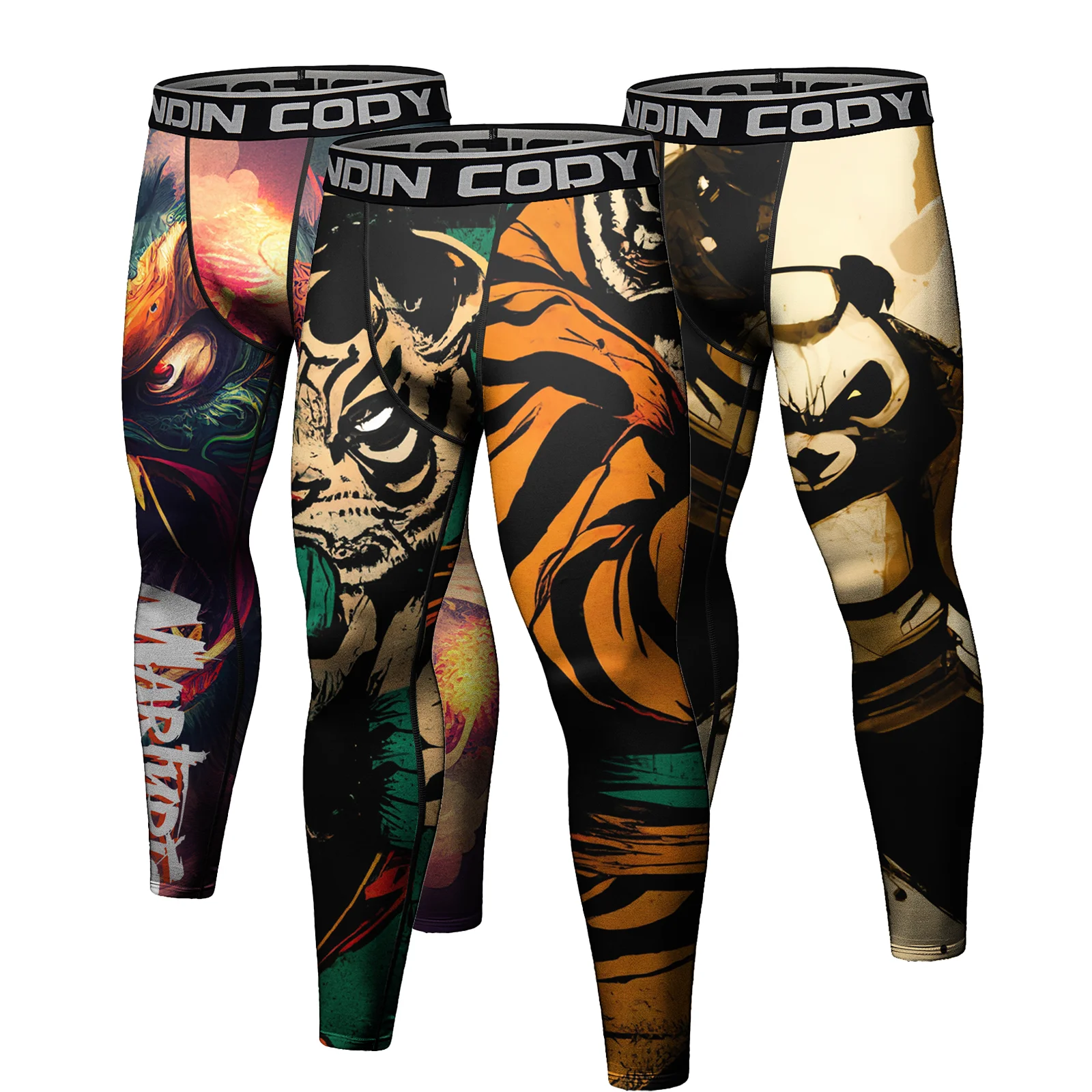 

Cody Lundin Sweatpants Men’s BJJ Spats Leggings Tights With Animal Printing Jiu Jitsu MMA no Gi spat Compression Pants for Men