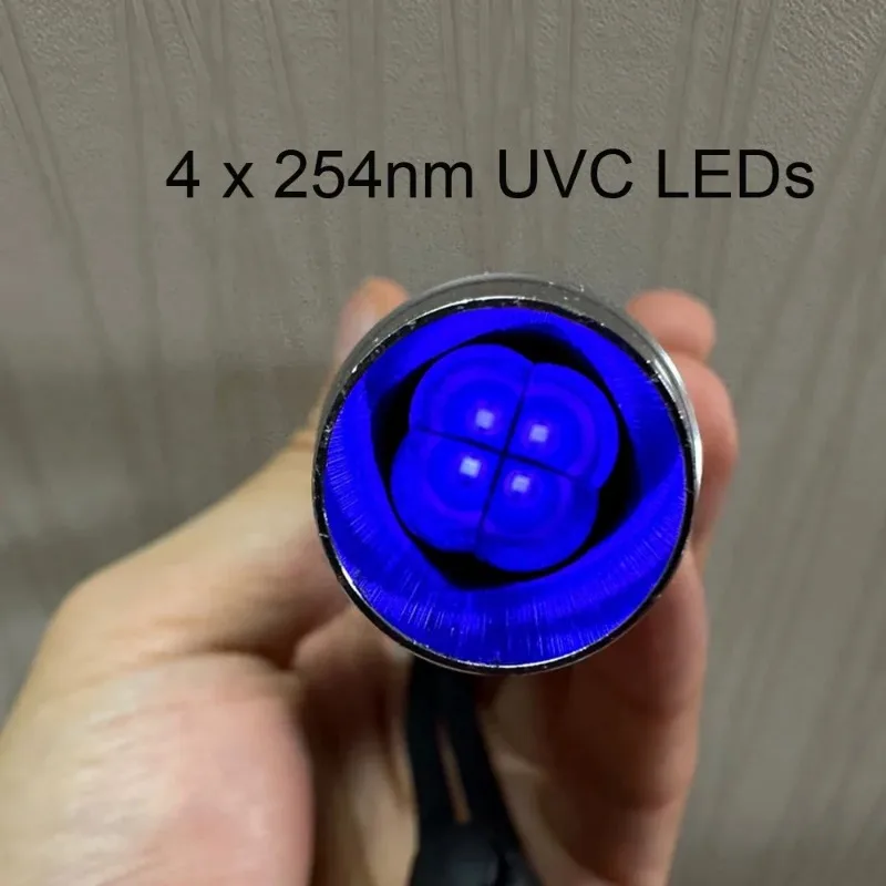 Shortwave 254nm UVC LED Flashlight SW UV Torch Lamp Fluorescent Minerals Phosphor with ZWB3 Optical Filter