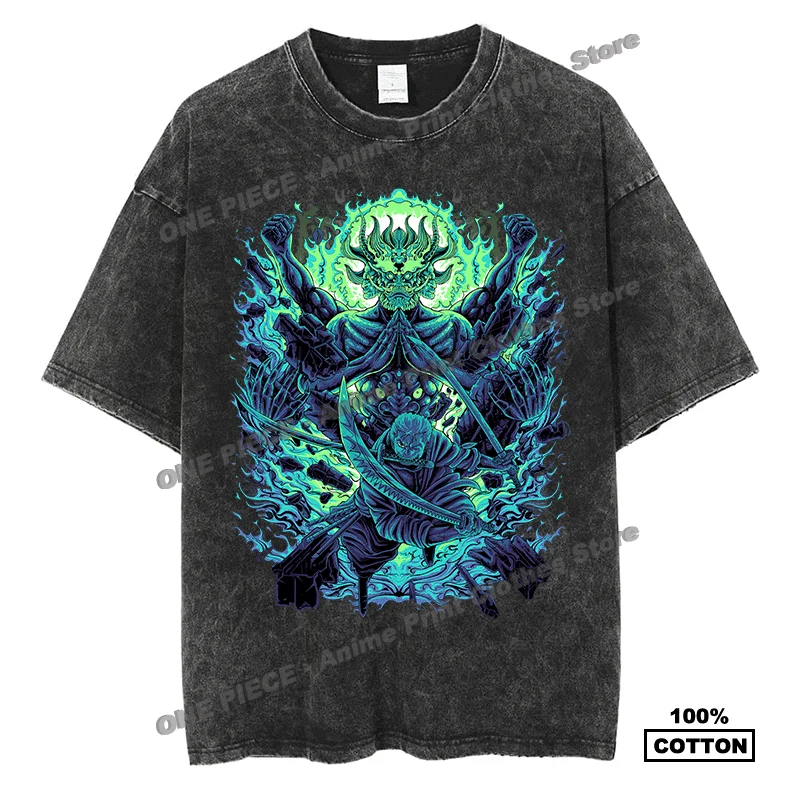 

Anime One Piece - Zoro Print T Shirt y2k Harajuku Fashion Street styl Men Women Short Sleeve Black Cotton Vintage Oversized Tees