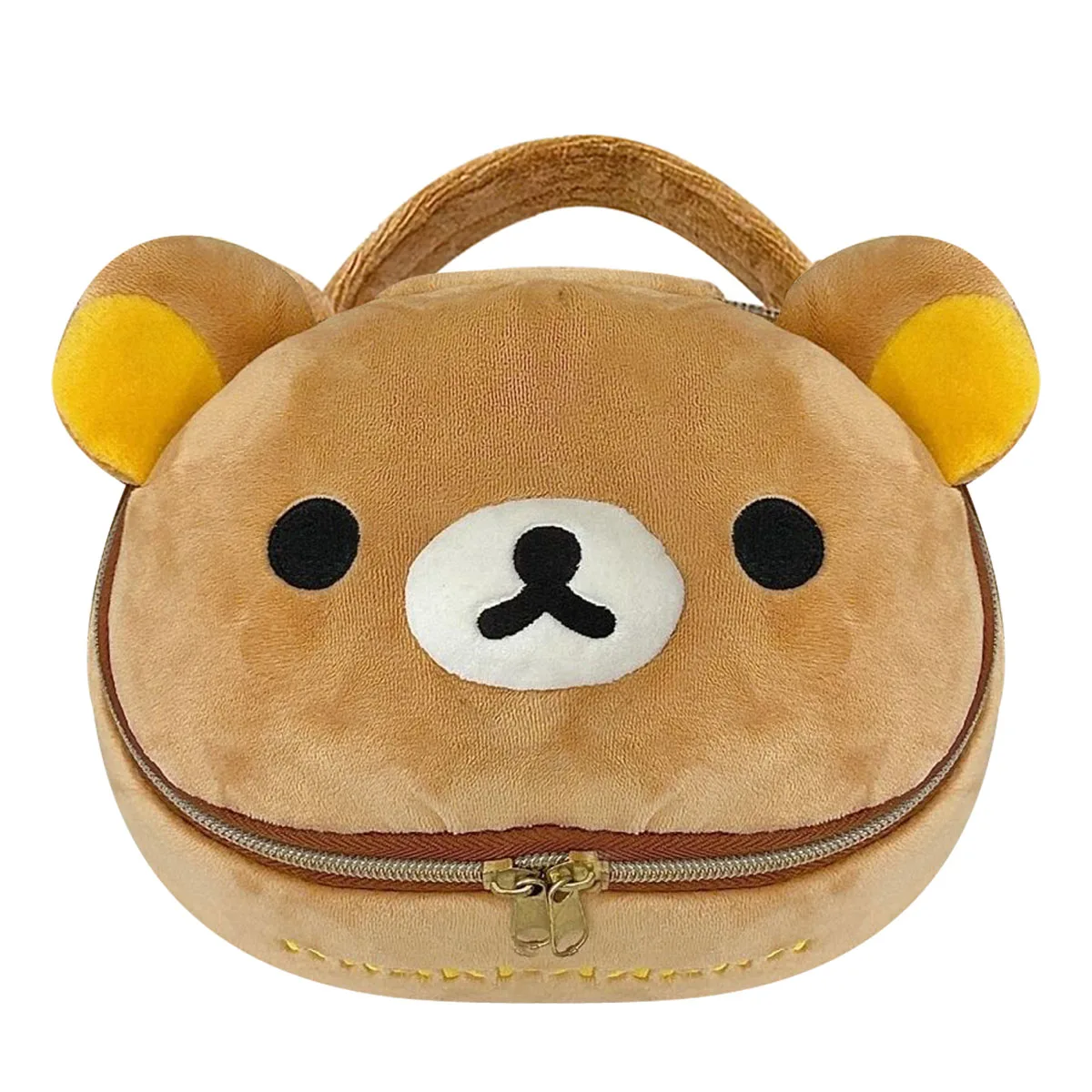 Cute Rilakkuma Bear Big Face Plush Storage Pocket Organizer Cosmetics Bag Receiving Makeup Pouch Case for Home Girls Woman