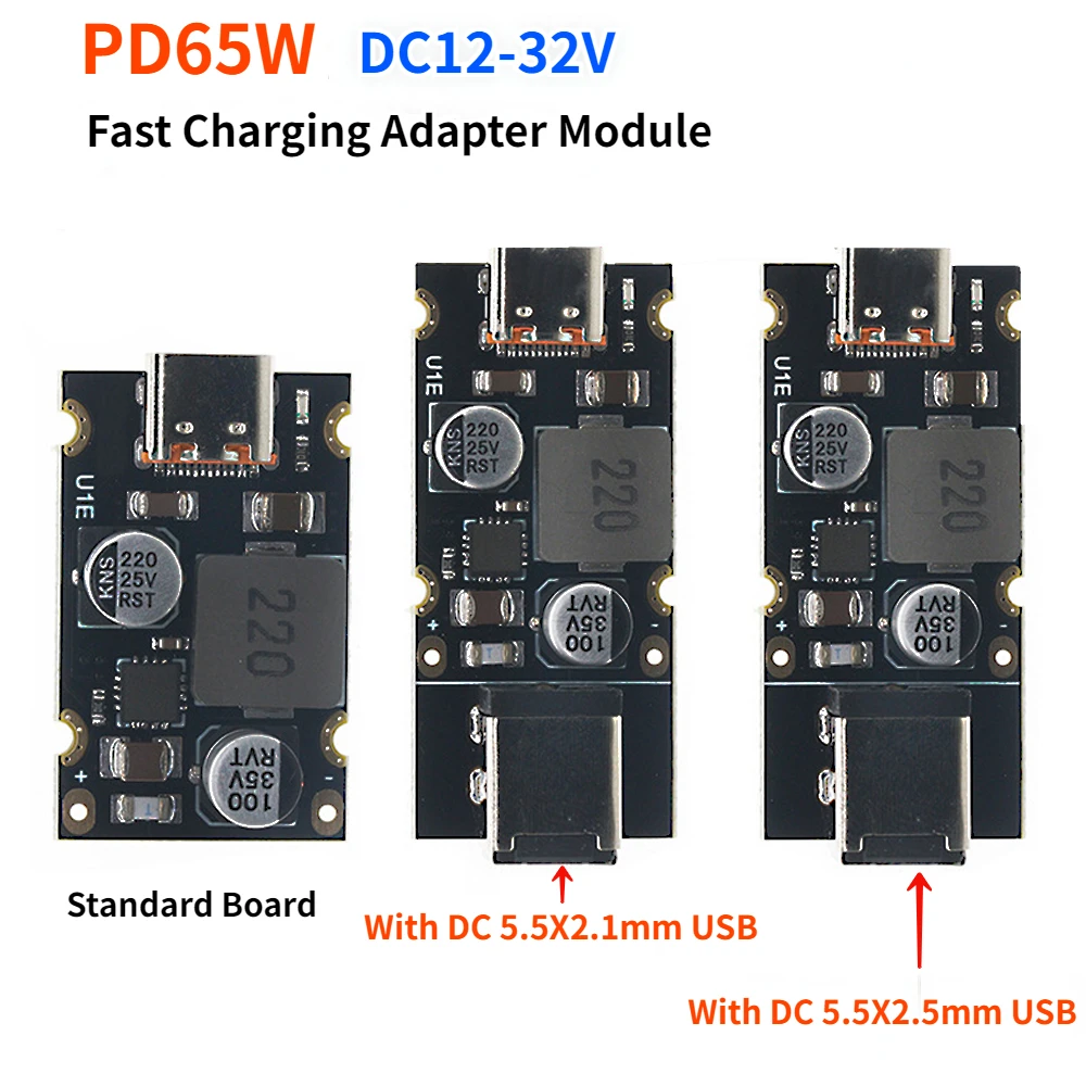 1pcs PD 65W Fast Charging Module Type-C USB  Interface Supports PD3.1 QC3.0 SCP PPS Fast Charging DC12-32V PD65W
