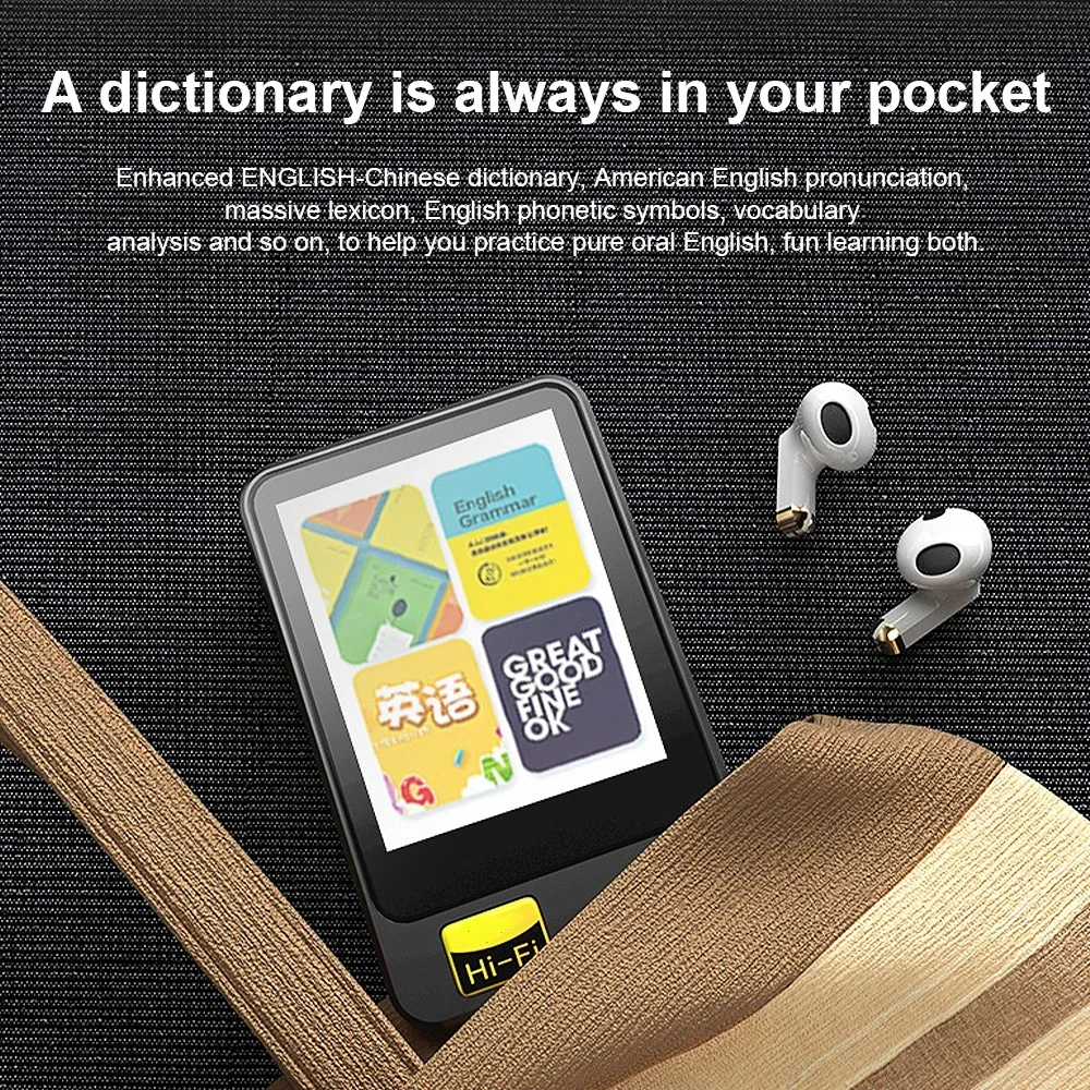 Portable Bluetooth 5.2 MP4 Player Touch Screen Walkman with E-book/FM Radio/recording Function Music Player Built-in Speaker