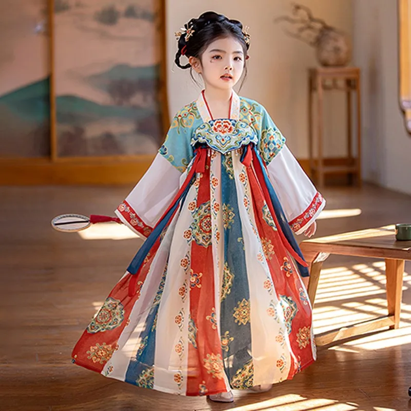 

Kids Princess Embroider Hanfu Dress Chinese Traditional Costume For Girls Cosplay Fairy Children Halloween Clothes 2024 New