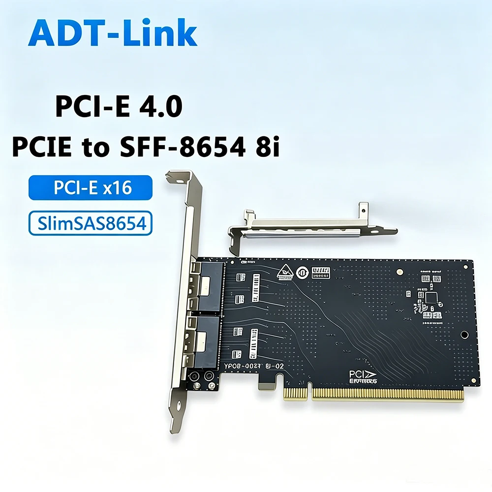 

PCIE To SFF-8654 8i Riser Card PCIE Compatible 4.0 / 3.0 SlimSAS 8654 Extension External Solution Adapter Card for SSD GPU