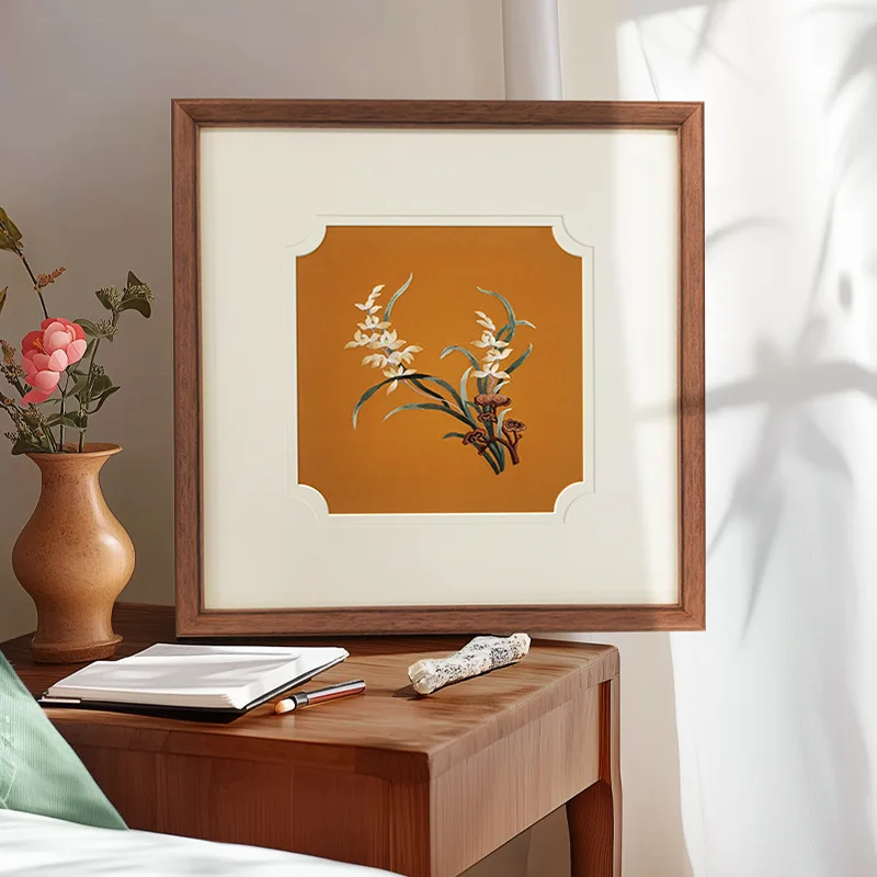 Chinese Decorative Wall Art Paintings Frame - Framed Floral and Bird Embroidery Hanging Picture Home Office Decoration