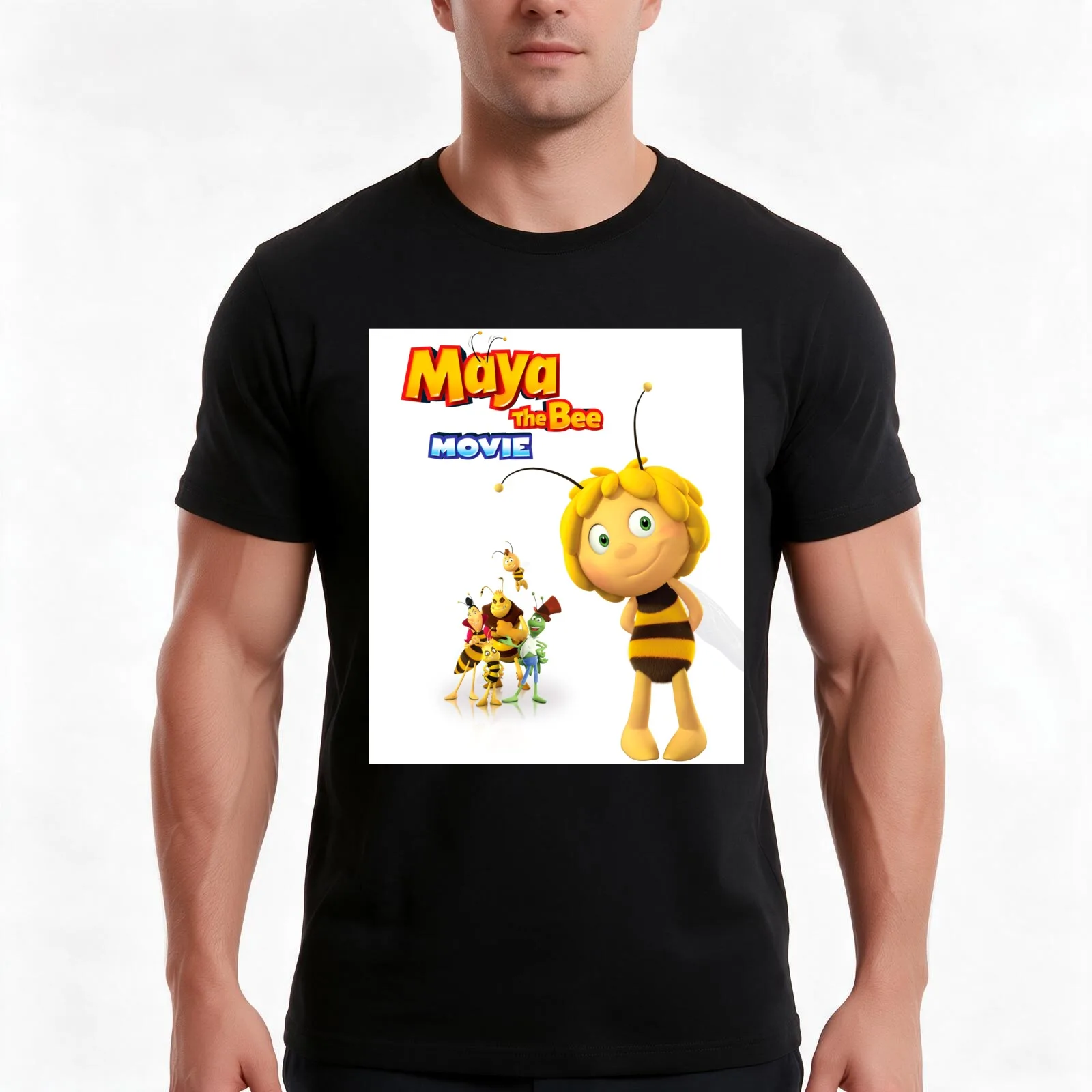 Maya the Bee T-Shirt, Summer Casual Cotton Tee, Oversized Streetwear Tops, Vintage Graphic Print, Loose Fit Short Sleeve