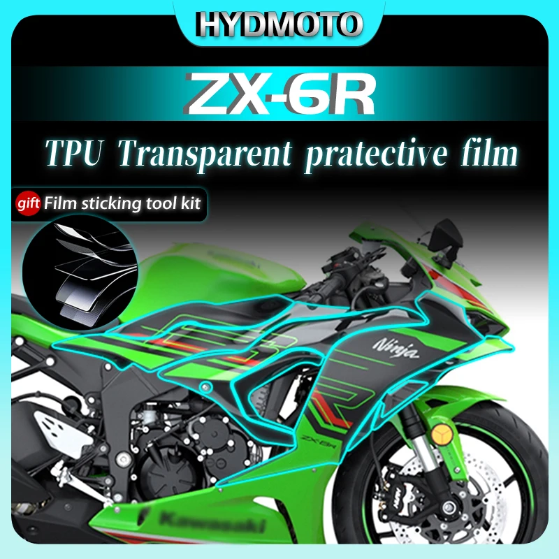 

For Kawasaki ZX-6R ZX 6R Invisible Car Cover Transparent Waterproof Stickers Body Protection Fuel Tank Stickers Accessories