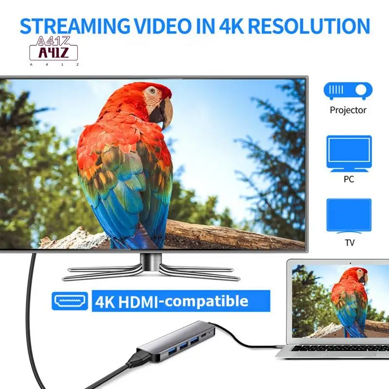 A41Z-Type C To -Compatible 4K USB-C 3.0 Adapter Hub For S8 Dex Huawei P30 Dock 10 Projector TV