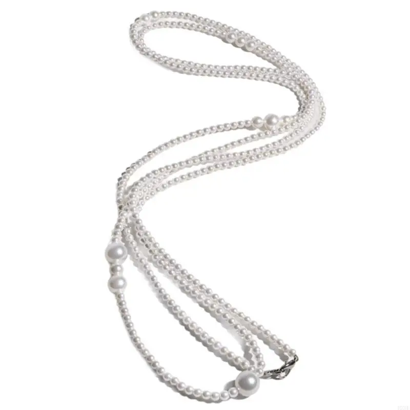 HX6F Cadena cintura perlas multicapa cadena para vientre cinturón cadena femenina joyería cintura para niña