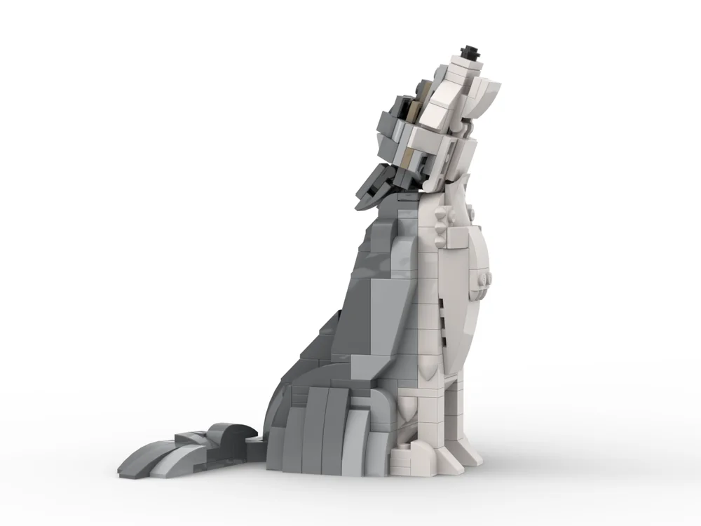 

MOC-7509 Custom Wolf Model Sculpture with Dirt Outcrop Base 473 Parts Gift