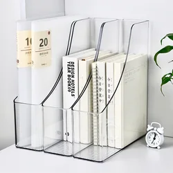 Minimalist Clear Plastic Office Desk Magazine Organizer with Single Slot for File and Book Storage