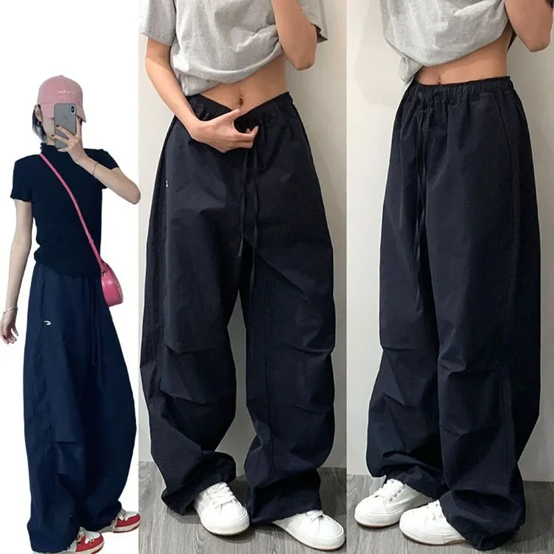 

American Retro Baggy Sweatpants for Women Oversize Streetwear Y2K Cargo Trousers Female Harajuku High Waisted Wide Leg Pants