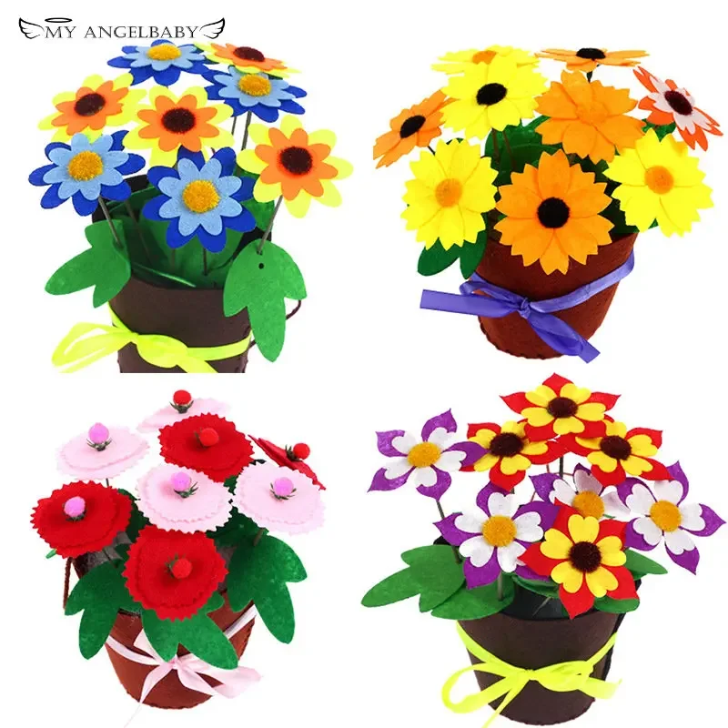 Flower Pot Crafts Toys for Children Kids DIY Potted Plant Kindergarten Learning Education Toys Montessori Teaching Aids Toy