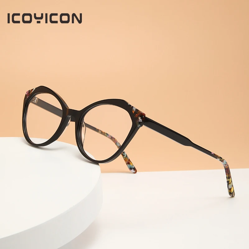 

Cat Eye Acetate Eyeglasses Women Colorful Polygon Fashion Retro Urltra-Light Spectacle Optical Prescription Glasses Frame VA6004