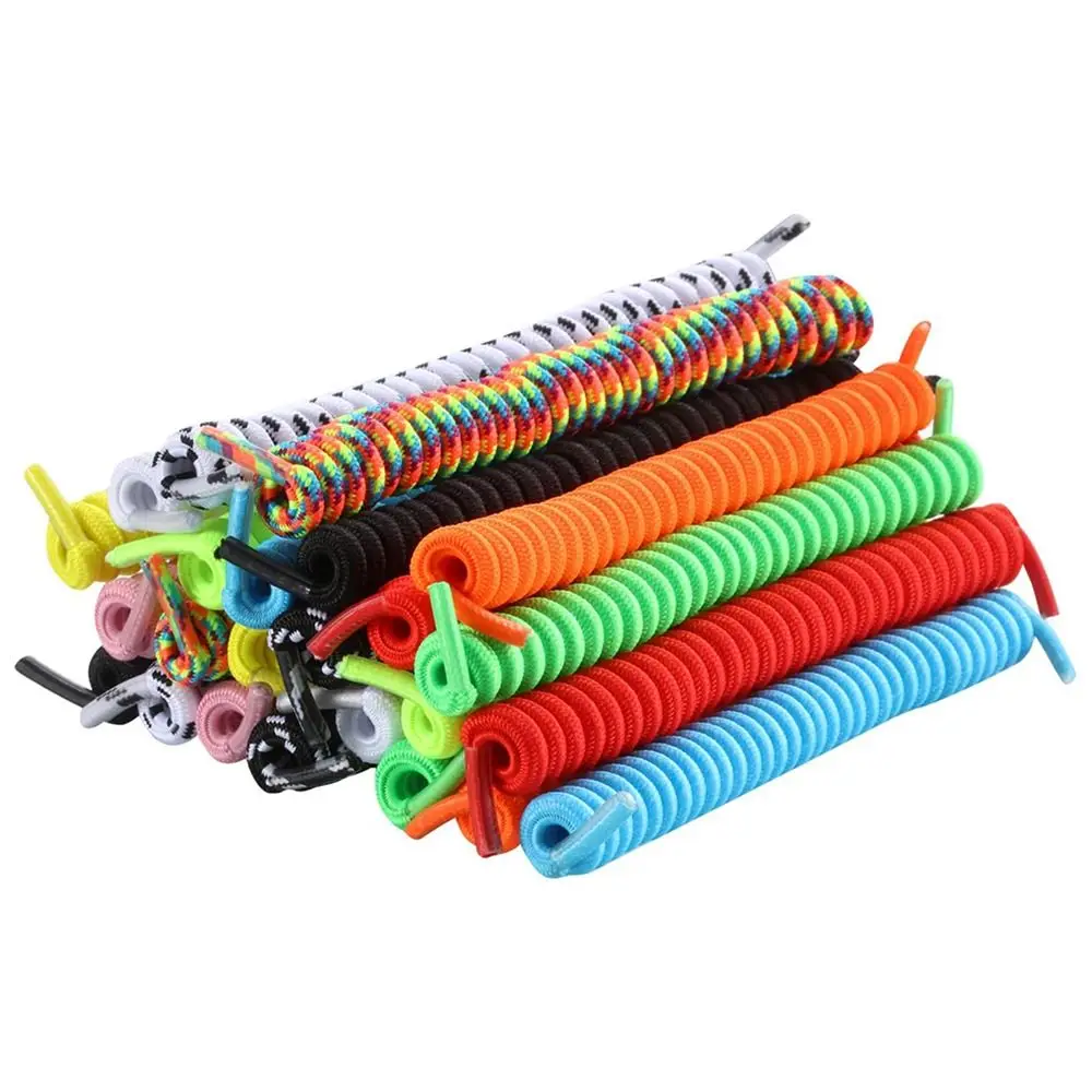 Curly No Tie Shoelaces Anti-fall Elastic Spring Shoe Laces No Tie Trainer Kids Shoe Laces Colours for Childs and Adults(1pair)