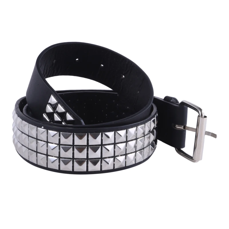 

2024 New Luxury Square Bead Rivet Belt Metal Pyramid Straps Men And Women Punk Rock Hardware Jeans Designer Female Waist Belts