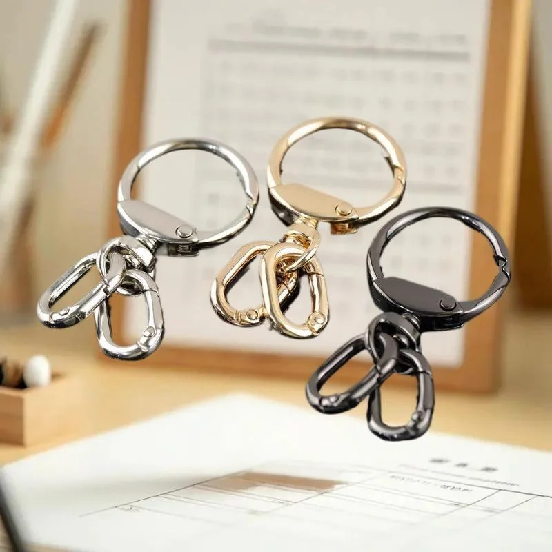 [YU]Swivel Clasp Clip Hook With 2pcs Spring Ring Key Chain Clip For DIY Crafts Lanyard Making KeyRing