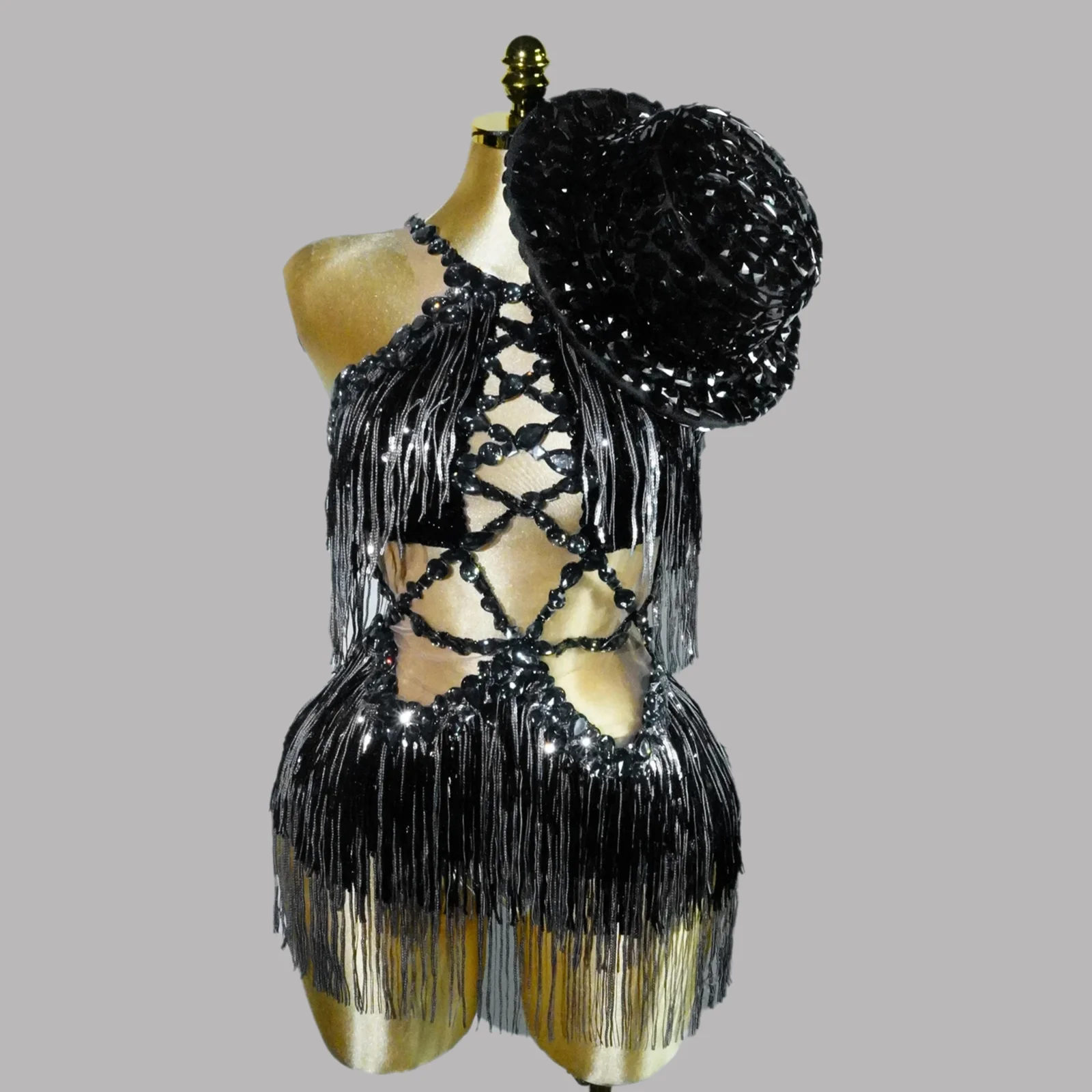 Gogo Sexy strass con frange Body da donna Crystal Party Ballerino Costume Stage Troupe Cantante Festival Outfit Clubwear Abbigliamento