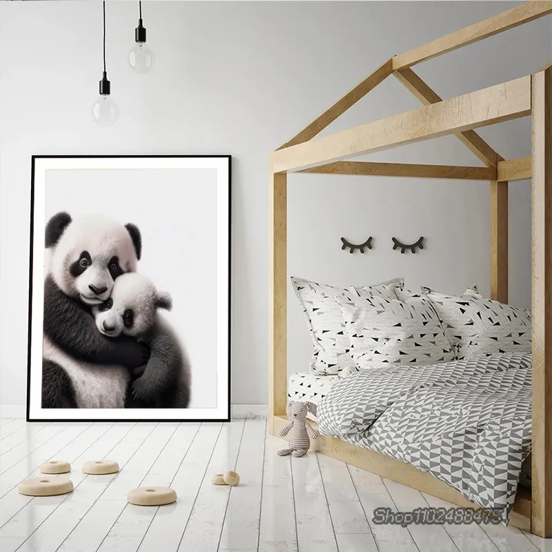 Cute Animal and Their Baby Poster Lion Elephant Koala Bear Owl Fox Canvas Painting Wall Art Pictures for Nursery Baby Room Decor