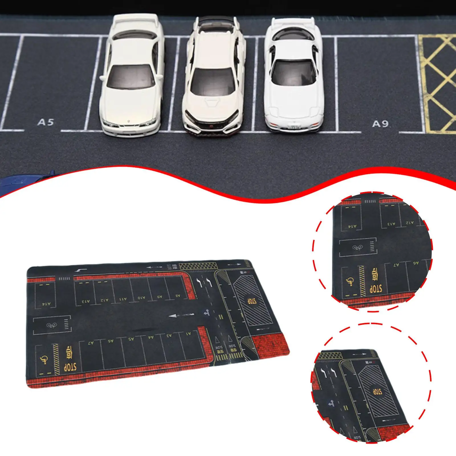 Podkładka pod mysz 1/64 Parking Lot Mata Rolowana Ekspozycja Układ Biurko Antypoślizgowa Układ Garaż Zabawka Podkładka pod Mysz Scena Pojazdów Ekspozycja