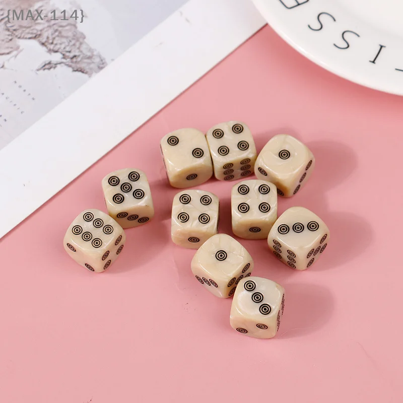 

【Ja】10pcs D6 Dice Set for Board Games - 16mm Round Corner Acrylic Ivory Dice, Party & Mahjong Accessory Cubes