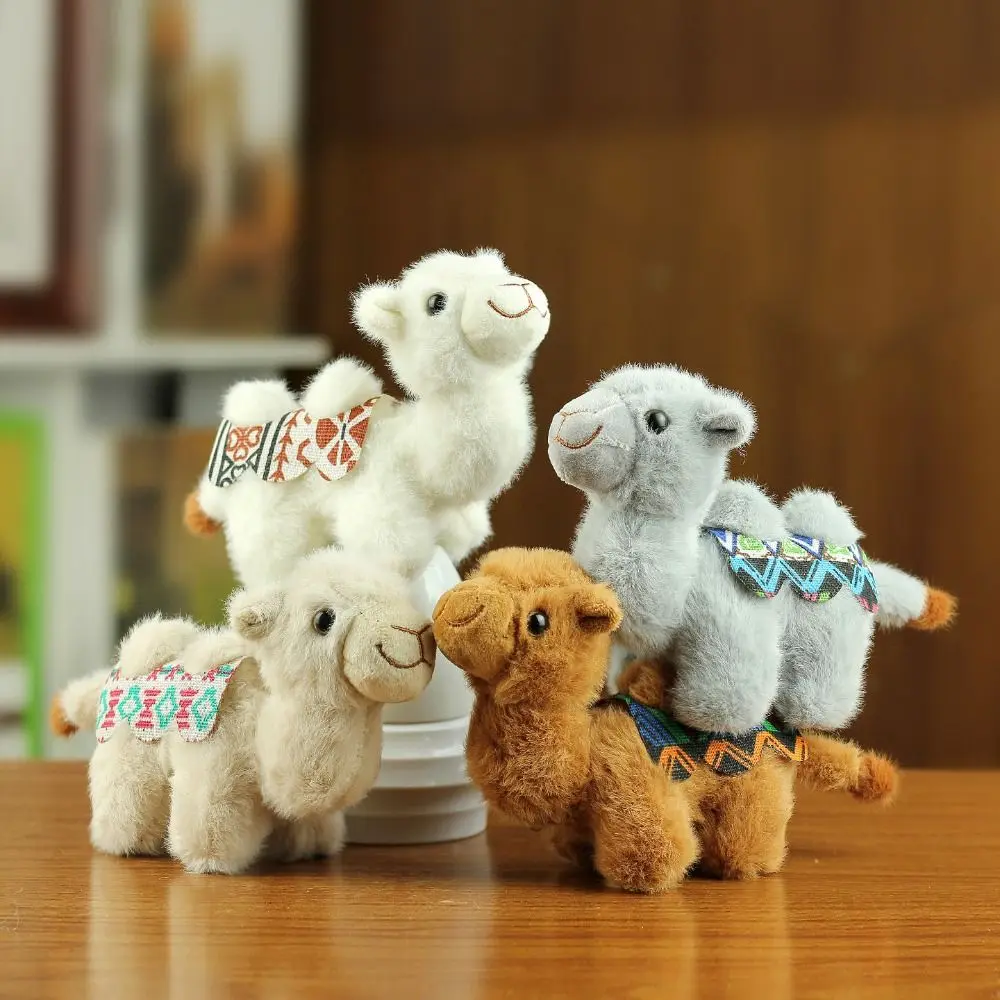 Fashion Camel Keychain Soft Stuffed Patterned Saddle Stuffed Camel Cute Style Desert Camel Key Ring Backpack Decoration
