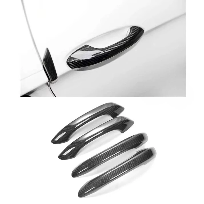 Dry Carbon Door Handle Cover for Macan 2014-2017 Protective Decorative Stick on Style Carbon Fiber Door Handle Cover