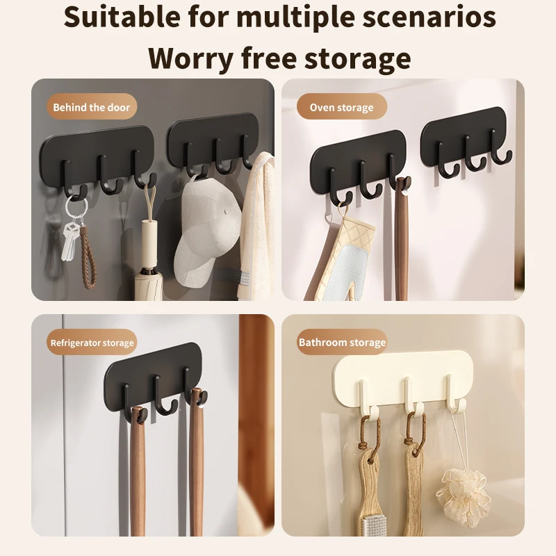 Triple hook kitchen and bath storage hooks, magnetic suction household towels, keys, spatulas, organizing racks, no punching, wa