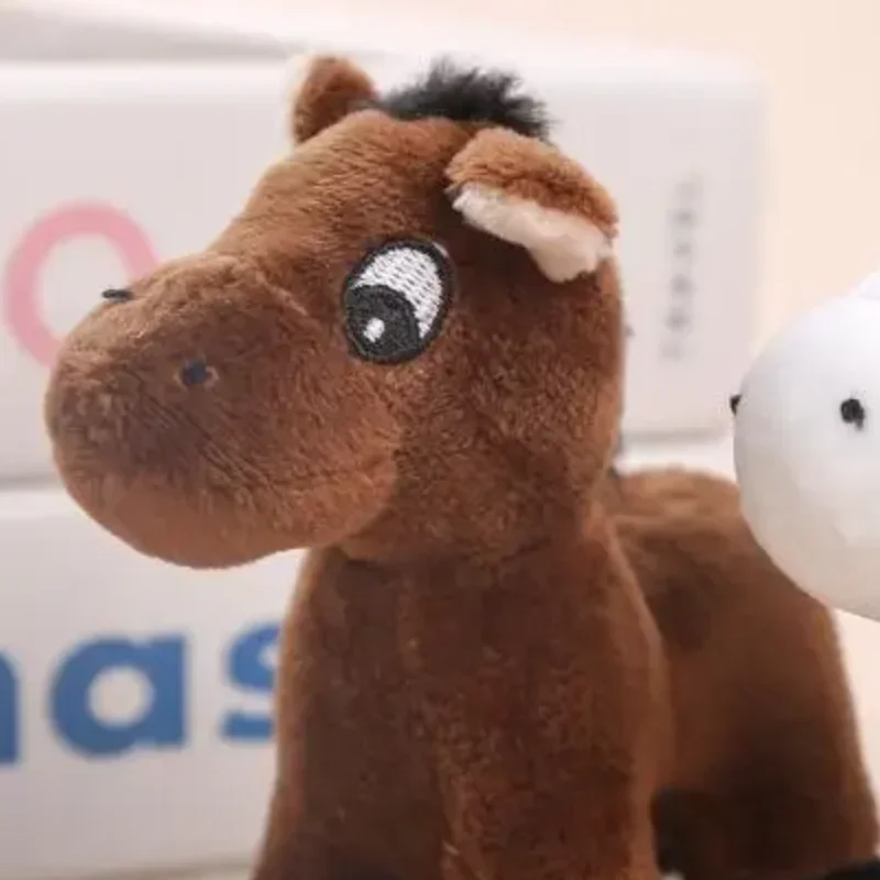1 pçs dos desenhos animados pônei pingente de pelúcia animal cavalo brinquedo chaveiro mochila ornamentos pendurado decoração