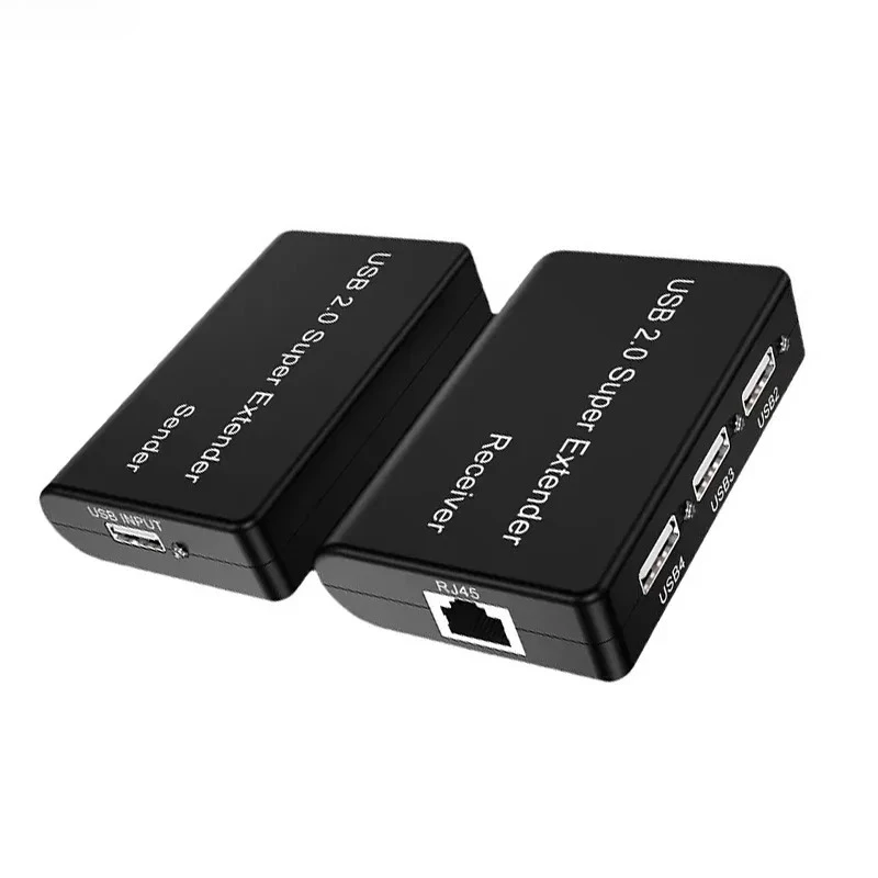Real 4 Port USB 2.0 Network Extender Via RJ45 Cat5e Cat6 Ethernet Cable 100m for Webcam Camera Mouse Keyboard Printer Scanner