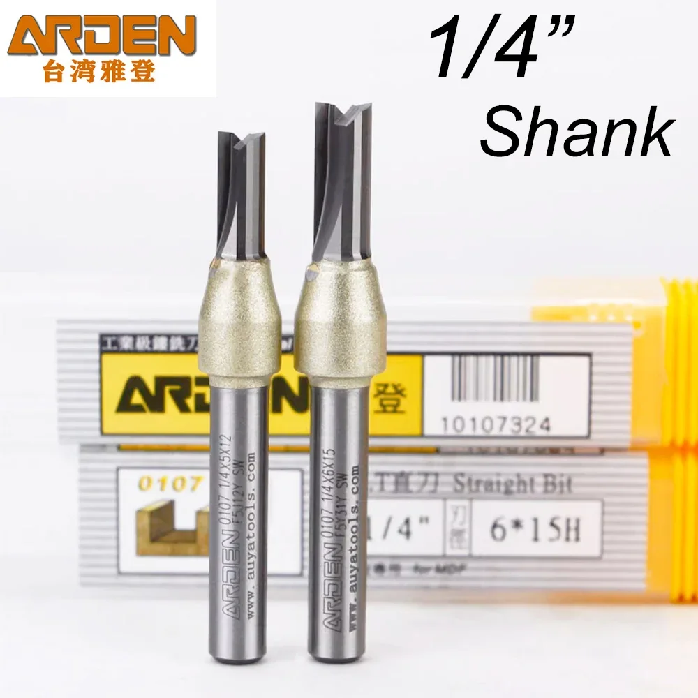 Arden 1/4 Shank TCTStraight Bit CNC End Mill Woodworking Tool Tungsten Steel Router Bit For Trimming MDF Plywood Chipboard