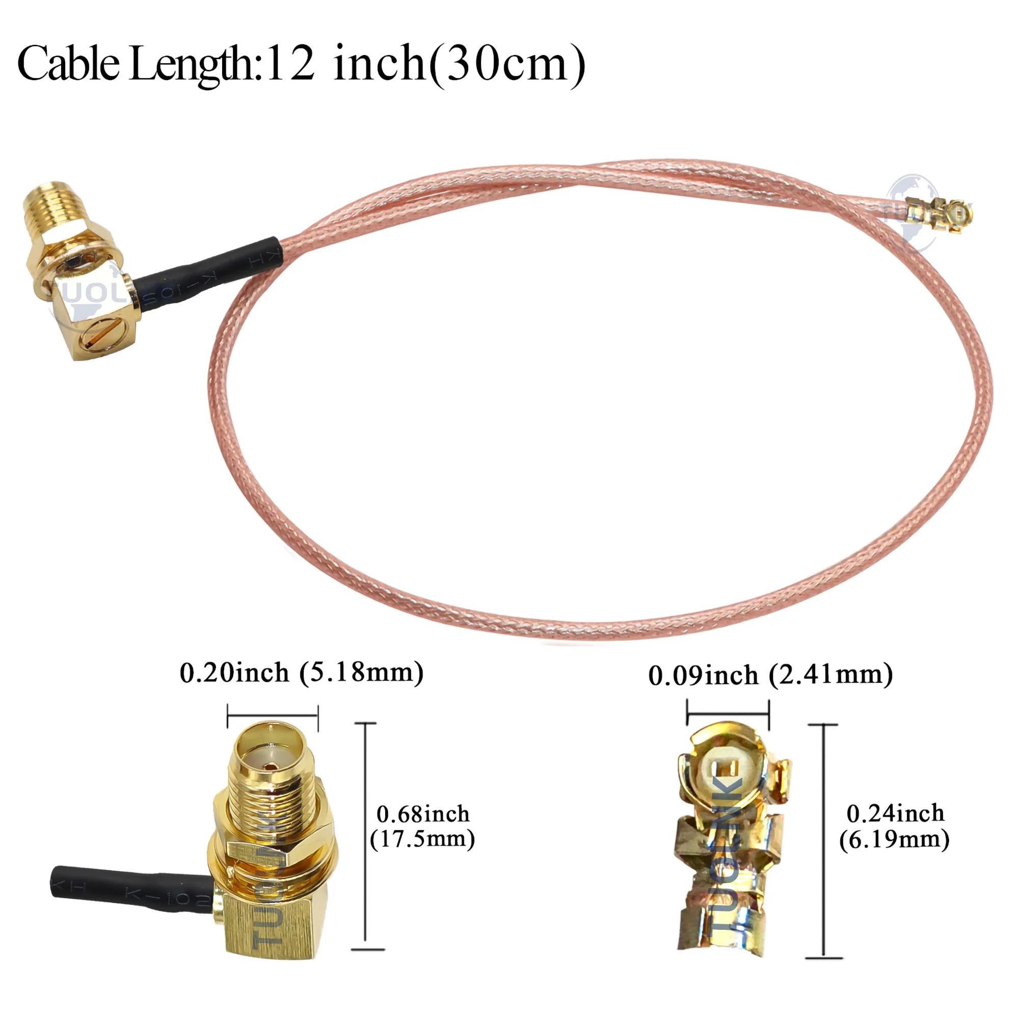 100pcs/lot RG178 IPX SMA Coax Cable SMA Female Right Angle to U.FL UFL IPEX Female RF Coaxial Pigtail Cable