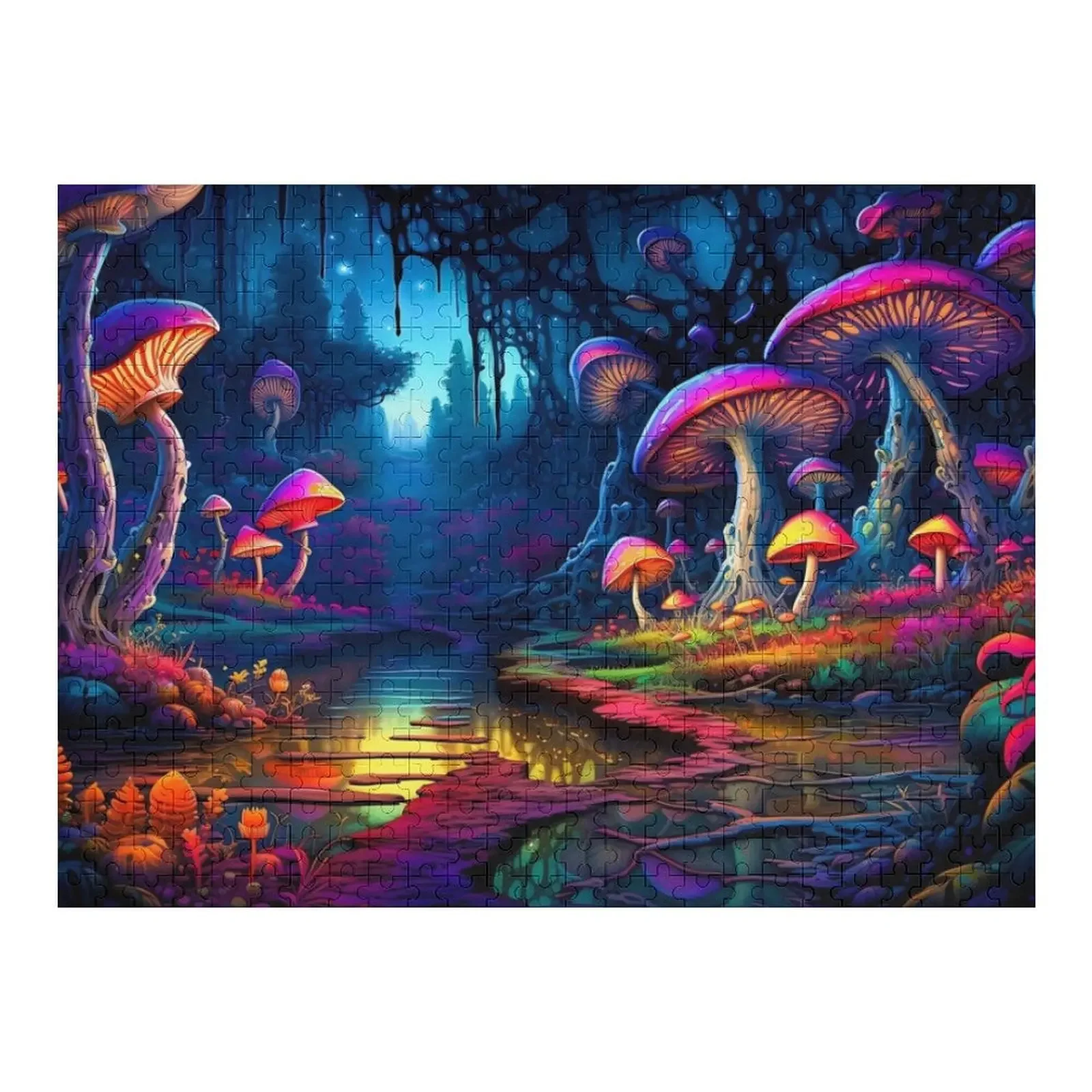 

Зачарованный пруд из аметистовых грибов, головоломка с фотографией, детская игрушка на заказ, лес для взрослых, головоломка