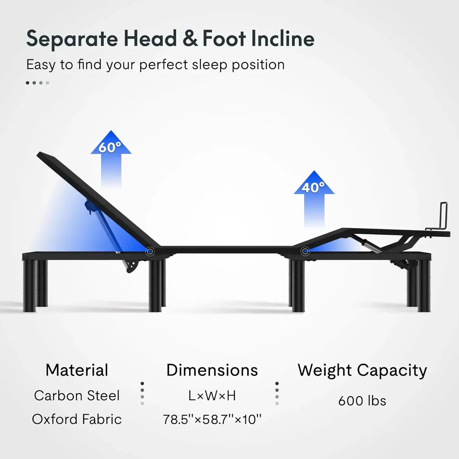 FLEXISPOT S2E Adjustable Bed Frame Base Queen,One-Person Transport and Assembly,Adjustable Bed Legs,Oxford Fabric Bedspread,Wire