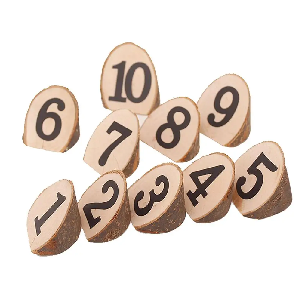 10 Pcs Wooden Round Log Holder Place for photo Card Holder with Clip for Parents