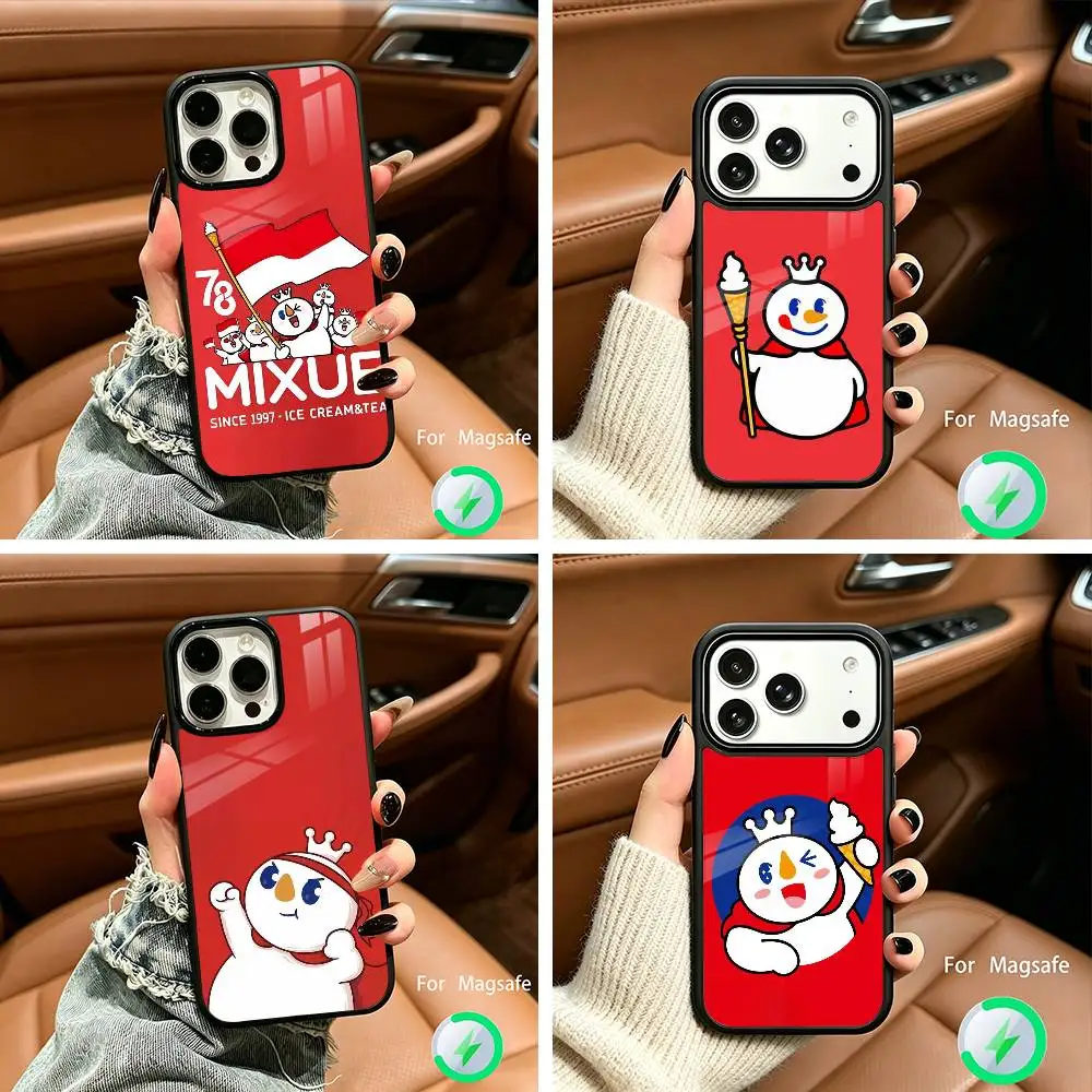 

Mixue Ice Cream Tea Phone Case For IPhone17 16 15 14 13 12 11 Pro Max 16/15/14Plus Wireless Charger Cover Funda