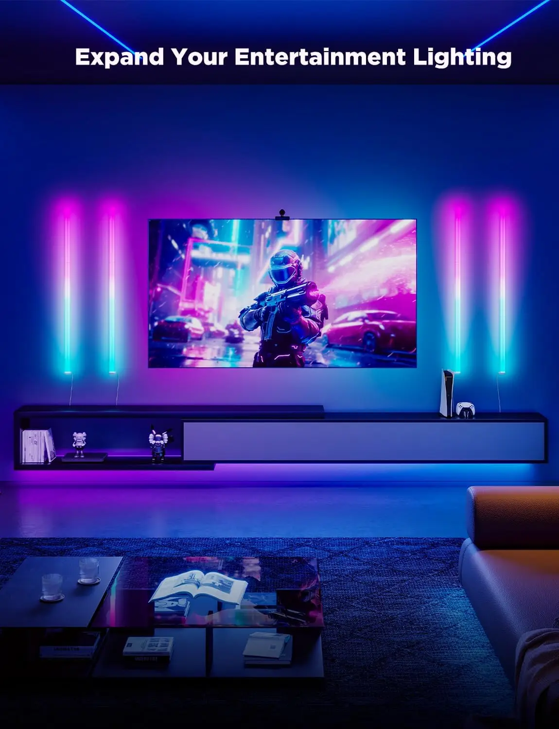 Smart RGBIC LED Wall Lights with Alexa & Google Assistant, 2-Panel Set for Bedroom Gaming Decor