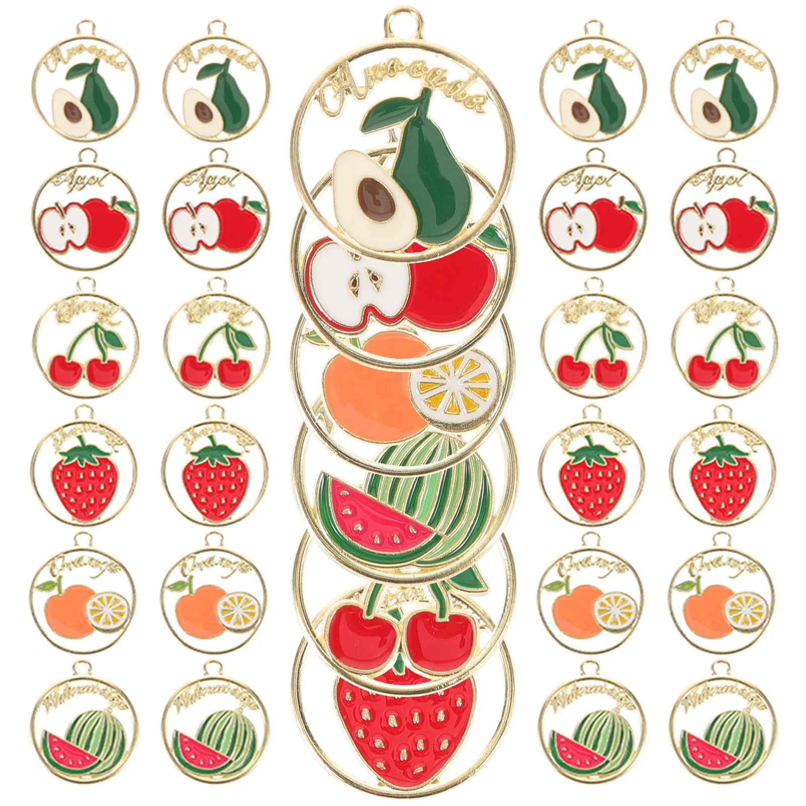 

30pcs Fruit Pendant Earrings Charms 22x25mm DIY Jewelry Making Strawberry Avocado Apple Watermelon Cherry Metal Accessories