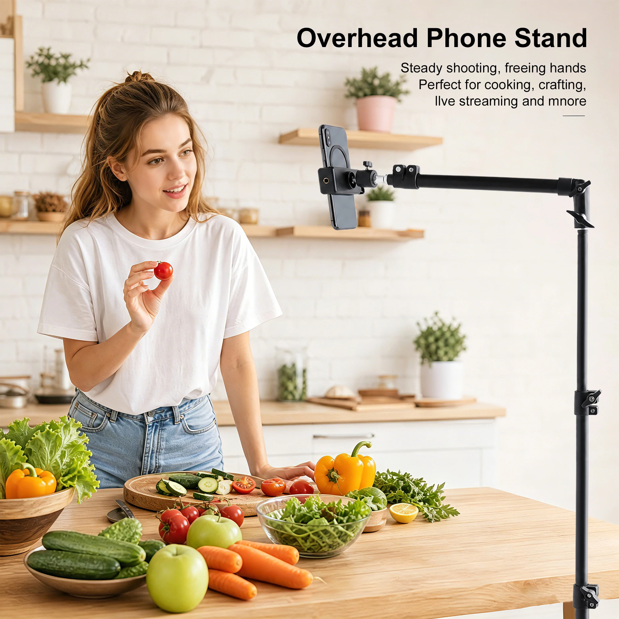 Phone Tripod, 55.7" Tall Tripod for iPhone & Remote Portable Aluminum Cellphone Stand for Selfies, Video Recording,Travel