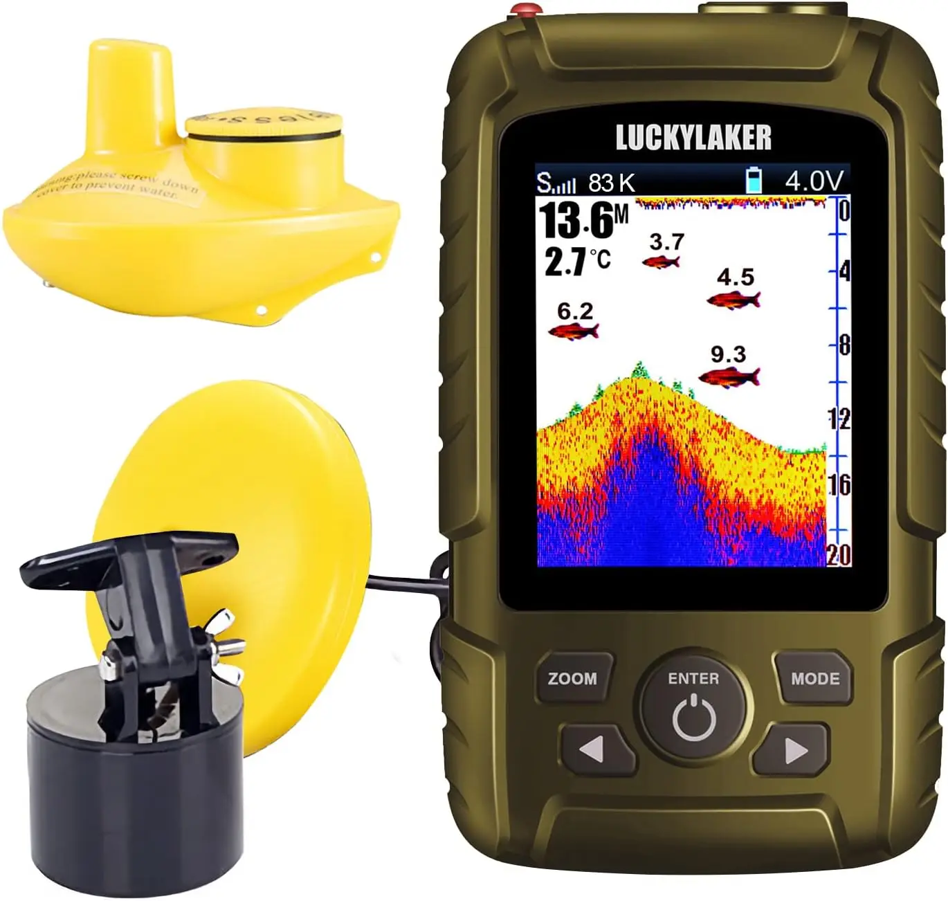 Water Handheld Fish Finder Boat Sonar Wireless Fish Finders Waterproof Portable Display Depth Finders Transducer Sea Ice Fishing