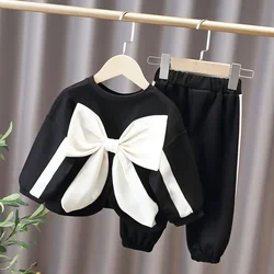 Children's Clothing Sets Bowknot Baby Girl Clothes Kids Boutique Clothes Pocket Hoodie + Pants Outfit Set for 1 To 6 Years