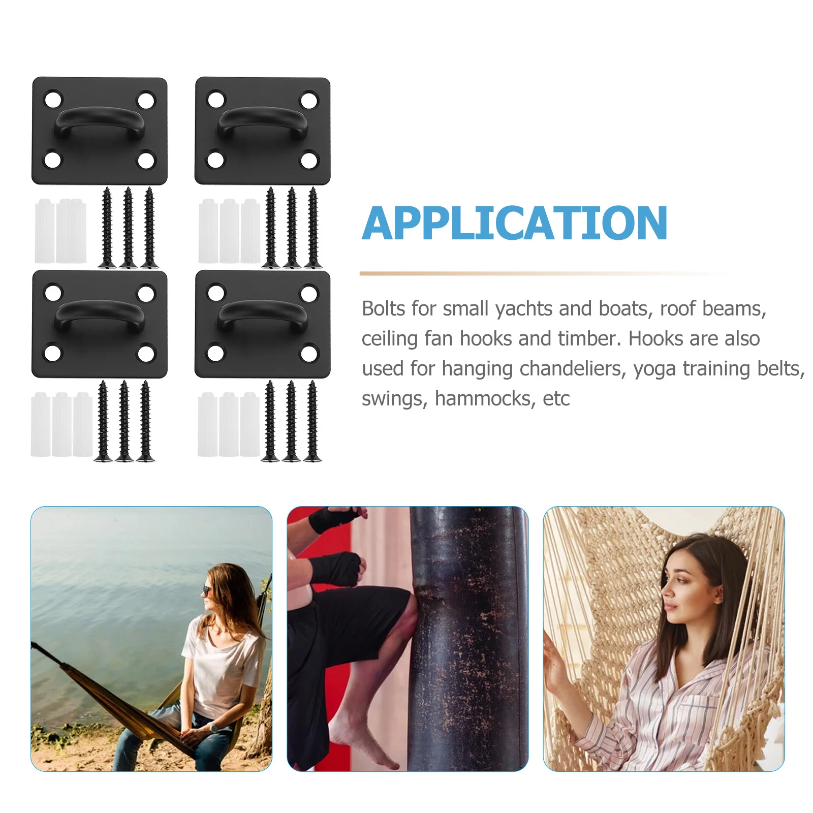 

1Set Safe Long-Lasting Hammock Hanging Kit U Bracket Heavy Duty Hook for Indoor Outdoor Use Waterproof Design Hammock Swing Hook