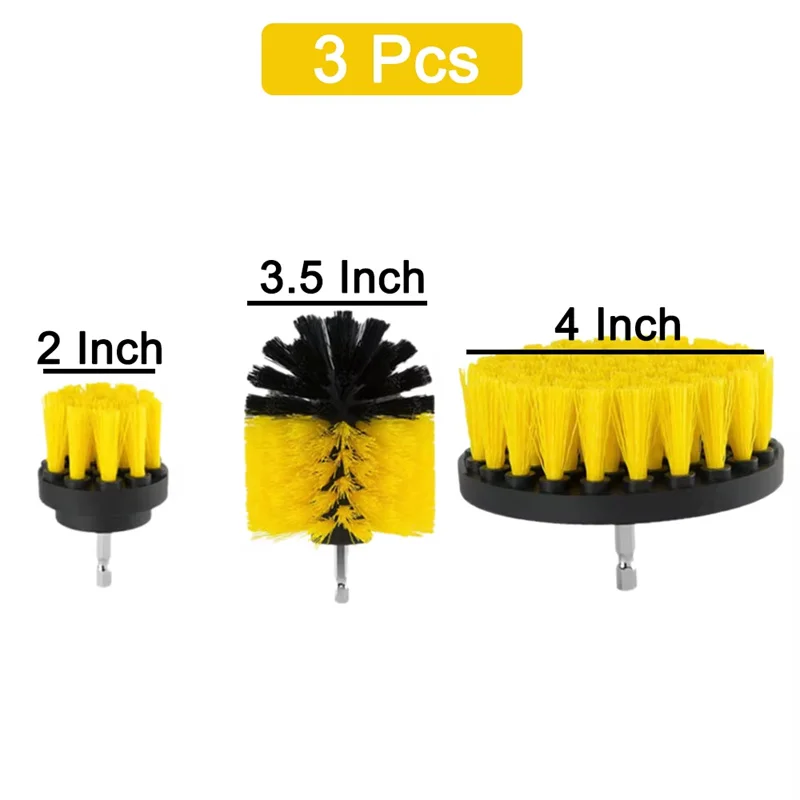 

3pcs Drill Brush Attachment Set Power Scrubber Brush With Drill Scrub Brush For Cleaning Showers Tubs Bathroom Tile Grout Carpet