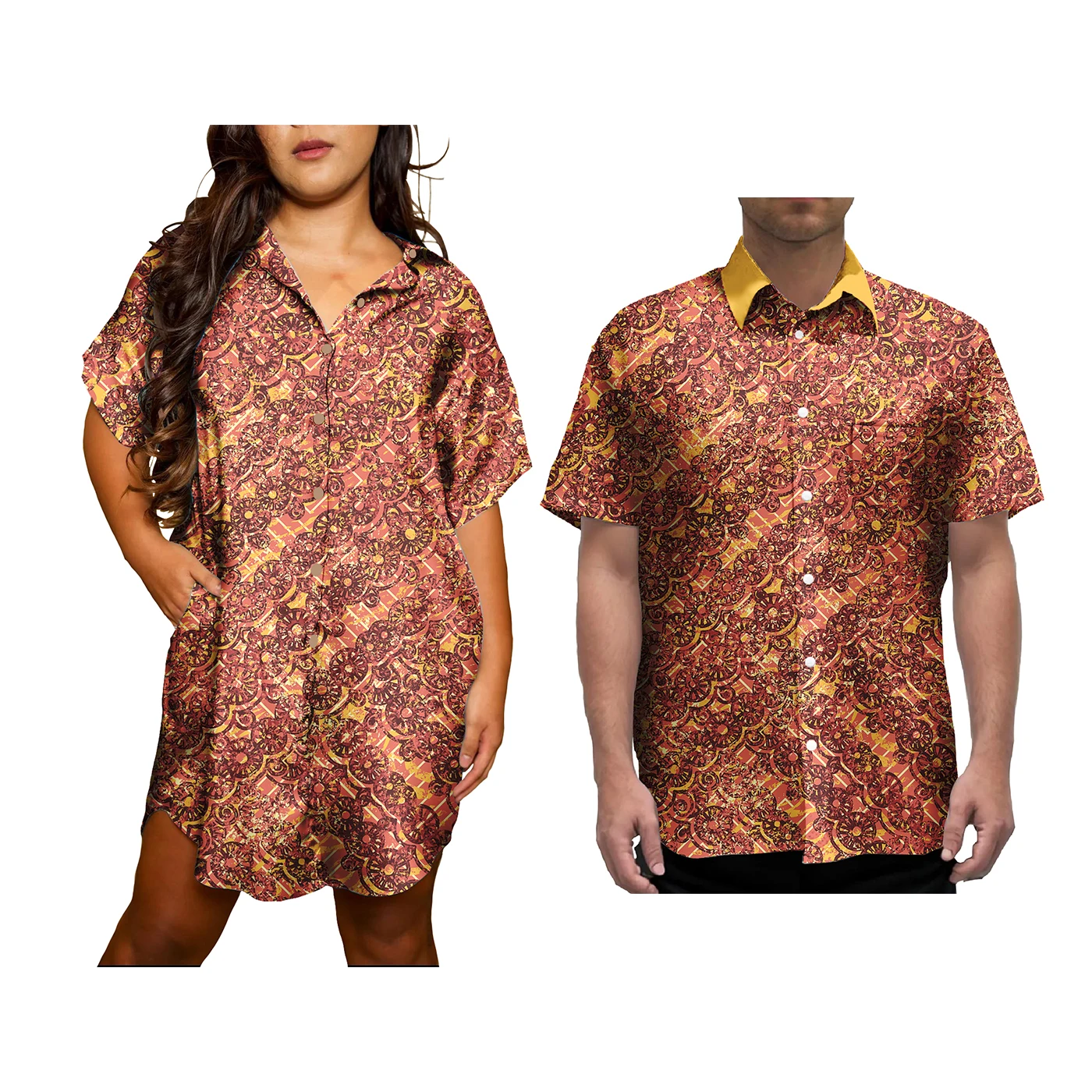 Samoa Hawaii Tribal Matching Set For Couple Samoan Family Outfits Women's Shirt Dress And Men's Aloha Shirts Couple Set