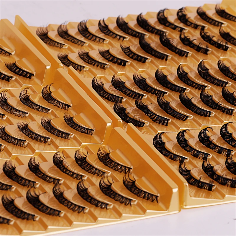 10ペアの完璧なカールのロシアロールつけまつげ、ナチュラルで軽量、再利用可能なまつげエクステ、アイコスメティック用