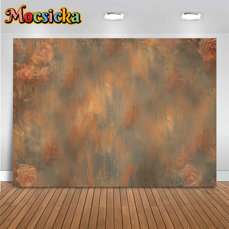 핑크 장미 사진 배경, 회색 벽 꽃 배경 장식, 생일 파티 배경, 어린이 스튜디오 사진 부스 소품