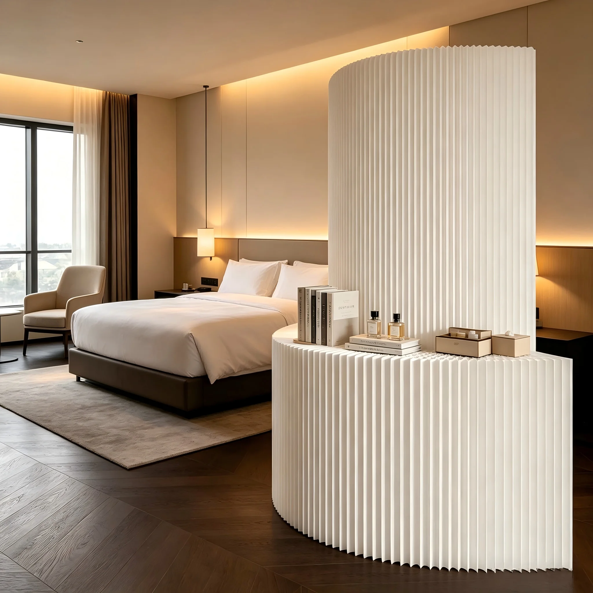 Flexible Foldable Art Deco Design Handcrafted Paper Decorative Room Divider Multi-Scene Display Partition Screen Accordion Wall