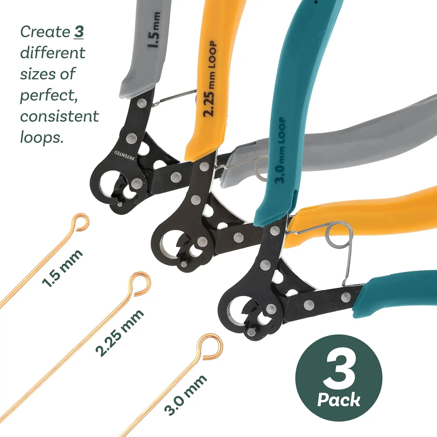 Multi-Size Wire Rolling Pliers Set 1.5/2.25/3mm Jewelry Making Tool for Bending Wrapping Repair Round Nose Pliers for Wire Rings