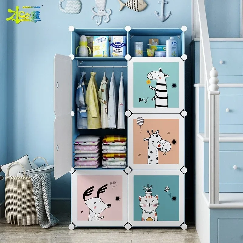 Children;s wardrobe simple plastic baby home bedroom baby small wardrobe rental housing storage cabinets.